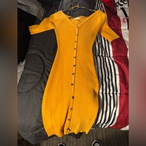 Yellow Button-Down Knit Dress. Brand is “awesome”